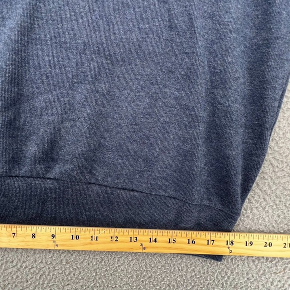 Cremieux Knit Sweater Men Large Blue 1/4 Button Pullover Brown Elbow Patches NEW - Picture 8 of 16